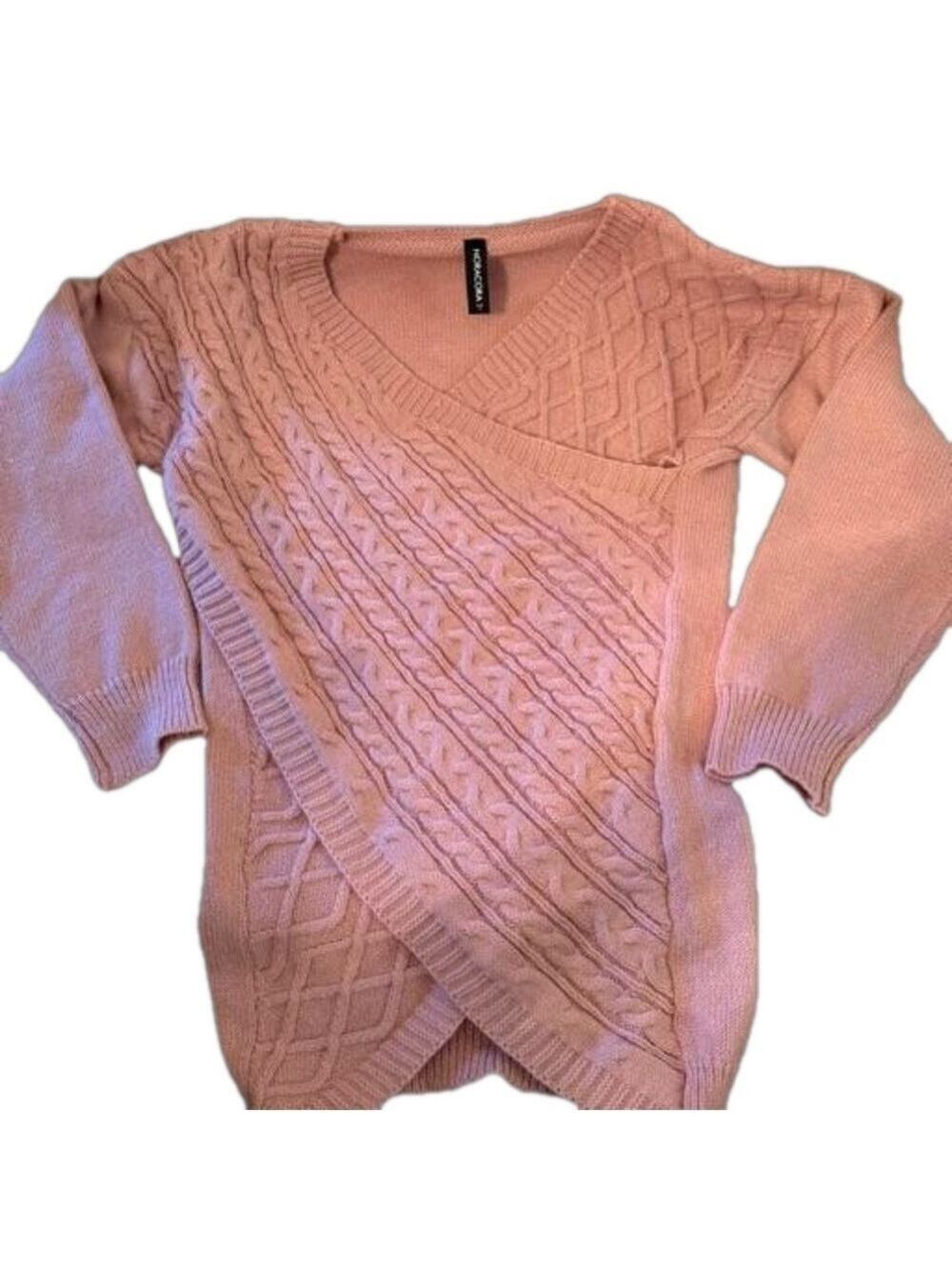 NoraCora Sweater Size S. Dusty pink/rose colored. Wrap front On Off Shoulder NEW - Picture 3 of 16
